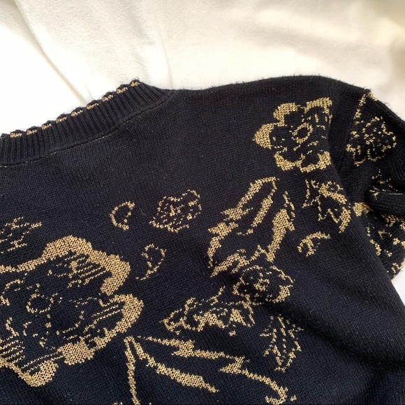 Vintage Black + Gold Crewneck Sweater SZ XL - Picture 4 of 12